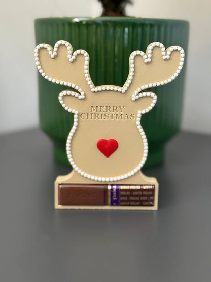 Csokitartó rénszarvas – Merci csokihoz (világosbarna)